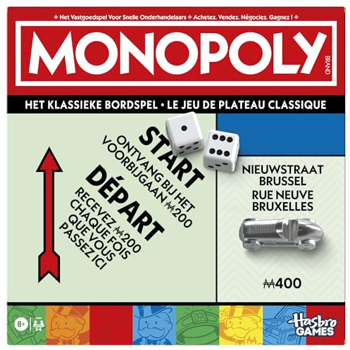 Monopoly Brettspiel mit Aufbewahrungsbox und Spielsteinen im Großformat – Französisch-Niederländische Version