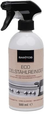 SANTOS Eco-Edelstahlreiniger – Biologisch abbaubar, ohne Lösungsmittel & Phosphate, reinigt Edelstahlflächen gründlich & schonend – 500 ml