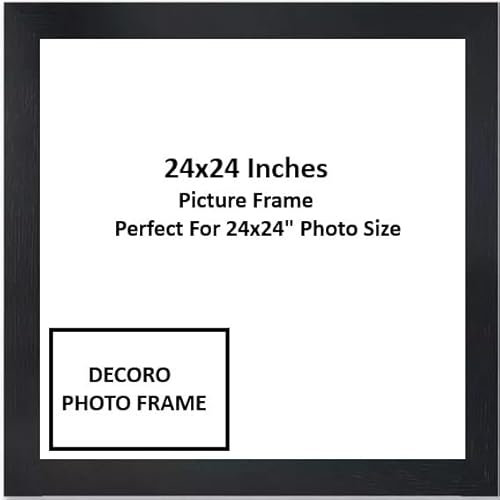 DECORO 24X24 Inch Square Black Photo Frame | 24X24inch Poster Frame | Wooden Photo Frame | Square Black Picture Frames