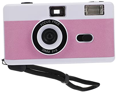 POPETPOP Macchina Fotografica Retrò Compatta Riutilizzabile per Pellicola 35mm, Flash Incorporato, Corpo in Abs Bianco, senza Batteria