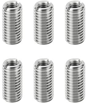 HiPicco Gewindeadapterhülse, Reduziermutter, M16 x 2 Außengewinde auf M8 x 1,25 Innengewinde, Edelstahl, Reparatureinsatz, Mutter, Schraube, 20 mm Länge, Reduzierstück, Umwandlungsverschluss, 6 Stück