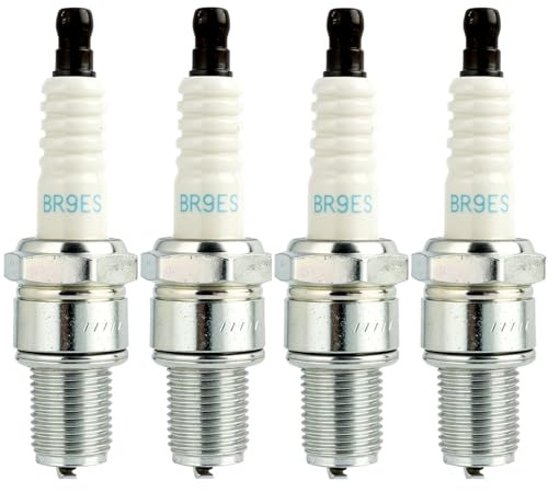 4 PCS BR9ES Zündkerzen, Zündkerzen für Roller, Mopeds und Motorräder mit Entstörung für Optimierte Motorleistung und Effiziente Zündung (3194)