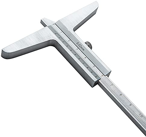 CVNIMV Calibrador de Profundidad Vernier, Calibre de Profundidad, Calibre de Profundidad, Calibre de Profundidad, Totalmente metálico (Plata, 500 mm)