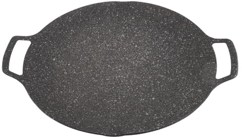 Keenso Aleación de Aluminio Placa de Barbacoa Coreana No -sartén Circular de Palo, Asar a la Parrilla para Agitar, Acampar y Fiestas Exteriores Dispositivos de Parrilla (Tipo Universal 36cm)