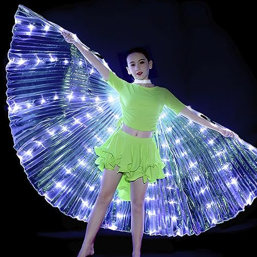 LED Isis Flügel, Farbe LED-Flügel für Erwachsene, 360 Grad LED Schmetterlingsflügel mit Teleskopstäben, Leuchtendes Bauchtanz-Kostüm für Karneval Bühne Weihnachtsfeier