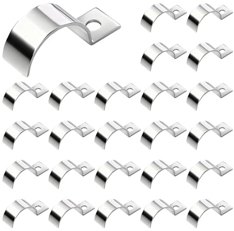 Cosswe 25 Stück Silber Kabelschellen, Ø18mm Einzelloch Kabelhalter | Kabelschellen Metall Rohrschellen, Edelstahl 304 U-Rohrschellen Befestigungsschelle Für Kabel Leerrohr Rohr Befestigung