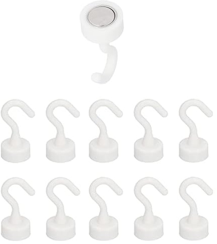 Generisch Selbstklebende Magnethaken, 10 Stück Weiß Magnethaken Extra Stark, 5 Kg ABS Stanzfrei Magnethacken,16 mm Basisdurchmesser,für Küche Badezimmer Schlafzimmer Garage Schließfächer (Weiß*10)