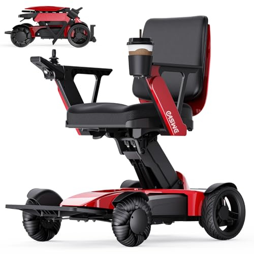 Easwe intelligenter Elektrorollstuhl für Erwachsene, höhenverstellbar 40–60 cm, mit Memory-Schaum-Sitz und Rückenlehne, 400W bürstenlose Motoren, faltbar (L10-DE-R)