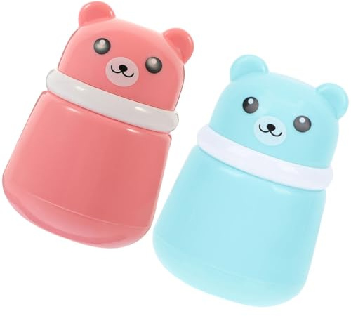 FUNOMOCYA 2 Stück-pack Babypuderbehälter mit Bärenmotiv aus Composite Schwamm und Pp Kompakt und Formstabil für Zuhause und Unterwegs