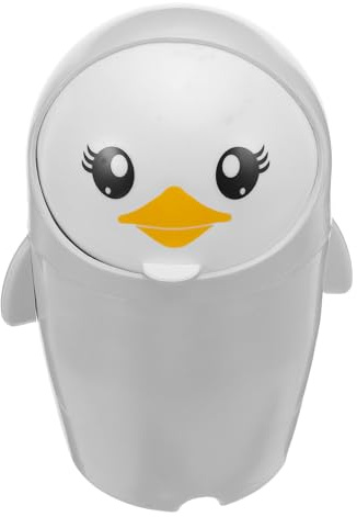 Healeved Mini Cestino da Tavolo a Forma di Pinguino con Coperchio a Ribalta Cestino della Spazzatura da Scrivania Compatto e Stabile Organizer per Rifiuti per Ufficio Bagno e Camera da