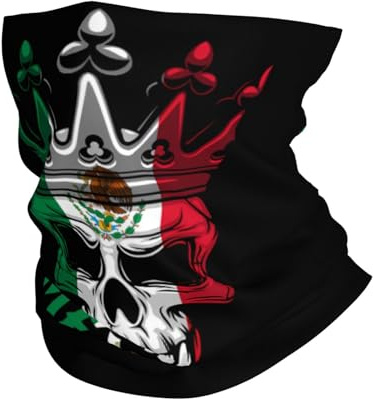 Mexiko-Flagge Und Totenkopf Damen Herren Loopschal Atmungsaktiv Schlauchschal Schnelltrocknend Multifunktionstuch Für Joggen Winter Motorrad Sport