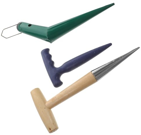 Ciieeo Juego de 3 Plantadores Manuales de Jardín Mango de Madera, Perforadores para Plantar en Tierra, Herramienta Práctica para Cavar, Sembrar y Trasplantar en Huertos y Jardinería