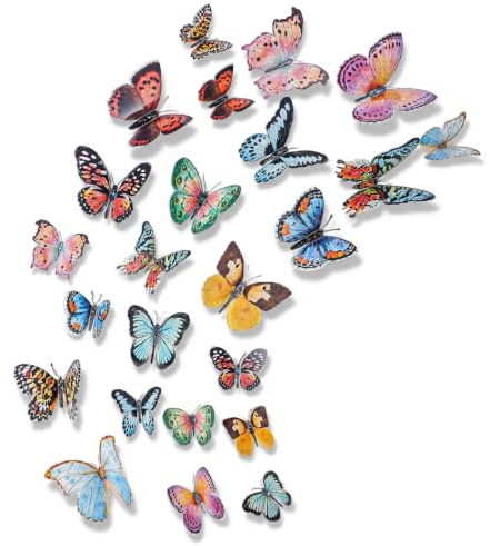 GEEHUA Lot de 36 autocollants muraux papillons 3D pour décoration murale de chambre de fille, décoration de gâteau de mariage, fête
