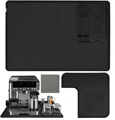 Silicone Coffee Mats, 60 x 40 cm, with Tamper Mats, for Ninja Luxe Cafe | with Top Mat, Coffee-Towel, Non-Slip, Heat Resistant, with Raised Edges, Coffee Machine Mat
