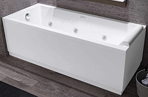 Novellini Calos 2.0 Vasca Bagno Hydro Disinfezione Idro Laterale 6 Jets 170x80 cm Reversibile Rettangolare 1 Pannello Frontale 1 Laterale Acrilico Bianco Lucido Colonna Erogatore Poggiatesta Display
