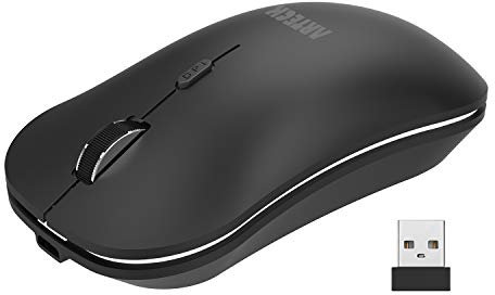 Arteck 2.4G Wireless Mouse with Nano USB Receiver Ergonomic Design Silent Clicking for Computer/Desktop/PC/Laptop and Windows 10/8/7 Build in Rechargeable Battery - Black