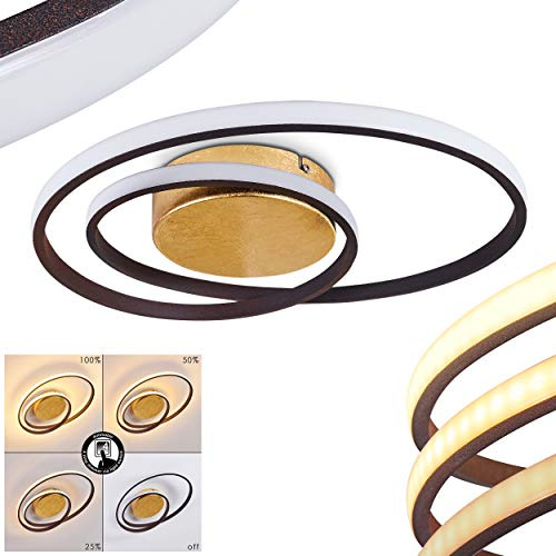 HOFSTEIN LED Deckenleuchte Leksund, dimmbare Deckenlampe aus Metall/Kunststoff in Goldfarben/Schwarz/Weiß, moderne Leuchte dimmbar über Lichtschalter, mit Lichteffekt, 22 Watt, 2200 Lumen, 3000 Kelvin
