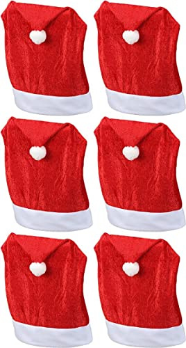 Novaliv Weihnachten Stuhlhussen 6er Set I Samt I Rot I Nikolausmütze I Stuhlbezüge Esszimmer Weihnachtsdeko Weihnachtsmütze Sesselüberzug Husse für Schwingstuhl