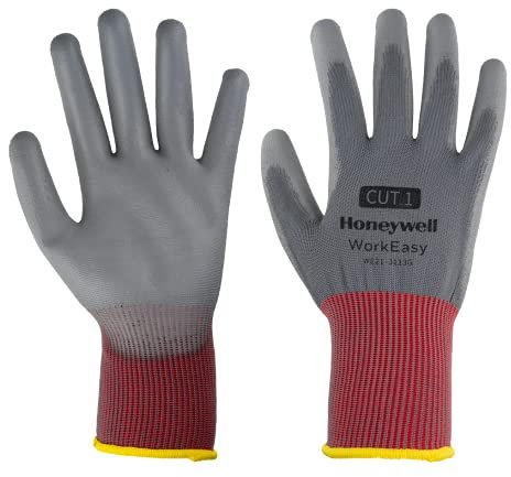 Honeywell Guanti di Protezione Antitaglio WorkEasy WE21-3113G, Livello di Resistenza CUT 1, Rosso/Grigio, Perforazione Livello 2, Taglia 11/XXL, WE21-3113G-11/XXL (10 Paia)