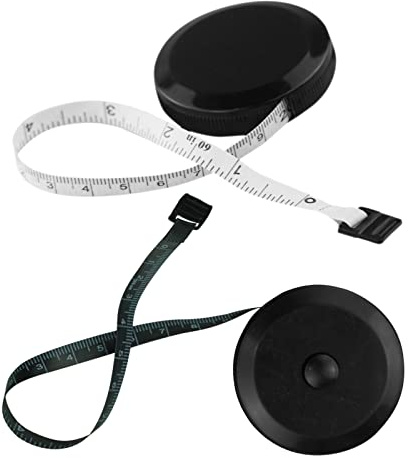Pack of 2 Retractable Round Black Dual Sided Body Measuring Tape/Ruler Sewing Cloth Tailor Tape Soft Tape, 60inch and 150cm Double-Sided Sesign Black