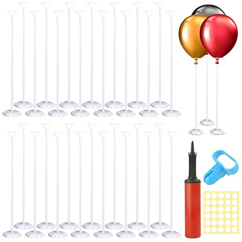 CoKeeSun Set di 30 Porta Palloncini Riutilizzabili, con Pompa a Palloncino, Espositore Porta Palloncini per Tavolo da Pranzo, Bastone per Palloncini con Tazza e Base, Adatto per Feste, Compleanni