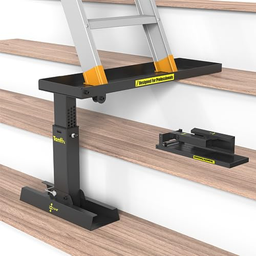 Tanfix Foldable | Heavy-Duty Ladder Extender Pro, High Strength Steel Material Design Ladder Extension Pro for Stairs w/Non-Slip Mat, 11.4-18 Adjustable Height, Applicable Ladder Feet Spacing 25