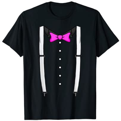 Pink Fliege Hosenträger Kummerbund Smoking Fliege T-Shirt