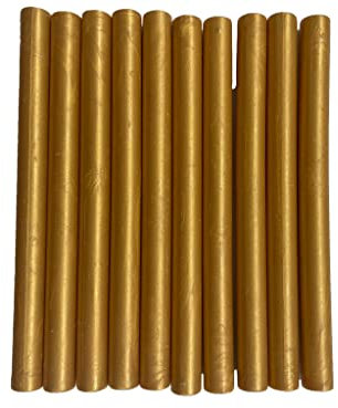 Siegelwachs-Sticks mit echtem Goldschimmer, Heißklebepistole, zum Stempeln von Wachssiegeln, 10 Stück
