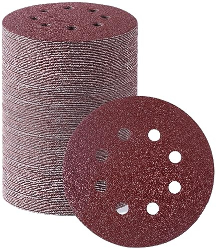 MIDO Professioanl Abrasive 125 mm Sanding Discs 110 PCS Sandpaper 5 Inch 8 Hole Sanding Pads 40 Grit Sanding Disc Hook and Loop Round Orbital Sander Pads for Sanding