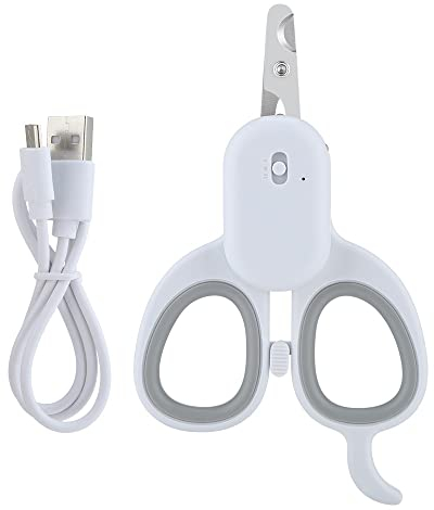 UNbit Zehennagelknipser, Haustier-Nagelknipser, USB-Aufladung, blutdicht, LED-Licht, zum Beleuchten von Edelstahl-Nagelscheren für Katze, Hund, Krallenschere, Schere
