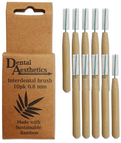 Bamboo Interdental Brushes ~ Bamboo Handle, Eco Friendly, 10 Pack (0.8mm)