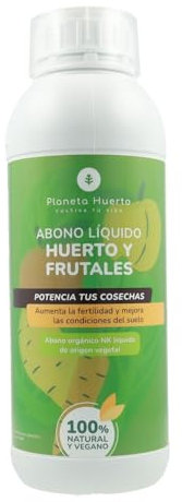 PLANETA HUERTO | Engrais liquide pour jardins et arbres fruitiers 1 L, Engrais organique aux acides humiques et fulviques - liquide biostimulant naturel qui améliore le sol et la production