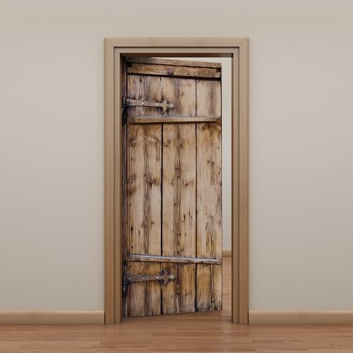 Türtapete Selbstklebend Khaki Holz Korn Türfolie Tür PVC Türtapete Selbstklebend Türfolien Abnehmbar Türposter Abziehen und Aufkleben Türaufkleber Wasserdichte 95x215cm