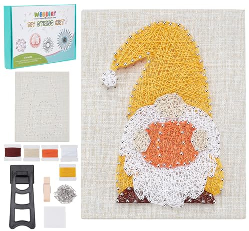 WEBEEDY Kit de cuerda de gnomo de calabaza, kit de manualidades con temática de Halloween, kit de manualidades de madera para adultos, juego de arte y manualidades con instrucciones y todos los