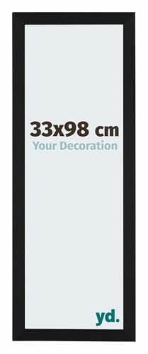 yd. Your Decoration - Bilderrahmen 33x98 cm - Schwarz Matt - Bilderrahmen aus MDF mit Acrylglas - Antireflex - 33x98 Rahmen - Catania