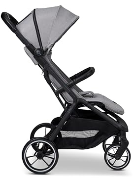 MOON ZAC stone/melange, Buggy mit Liegefunktion, bis 22kg, UV-Schutz 50+, zusammenklappbar, große Räder, Kollektion 2025