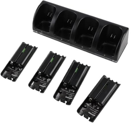 Estación de Carga de Control Remoto para / U con Paquete de 4 Baterías Recargables de 2800 MAh, Estación de Carga de Controlador para Controlador (Black)