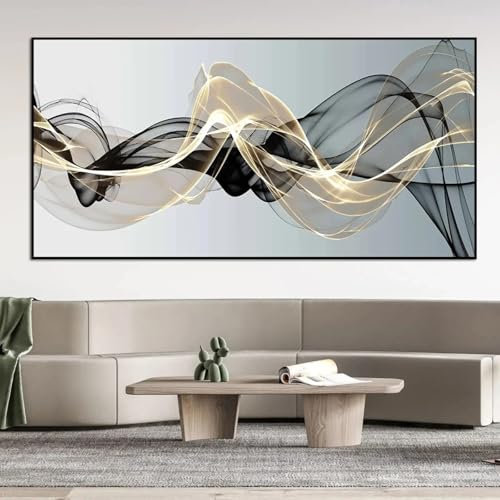 NXMYDBD Modernes abstraktes minimalistisches Liniengemälde auf Leinwand, Poster und Drucke, Straßenwandkunstbild für Wohnzimmer, Heimdekoration, 50 x 100 cm (20 x 39 Zoll), ungerahmt