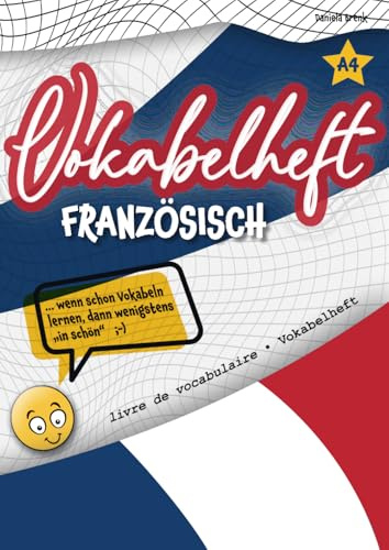 Vokabelheft a4 französisch 2 spalten liniert mit zusätzl. Kontrollspalten (Erfolgstracker): Vokabeln lernen „in schön“ - für Grund-Schule, Gymnasium, Realschule, Sprachschule, Gesamtschule