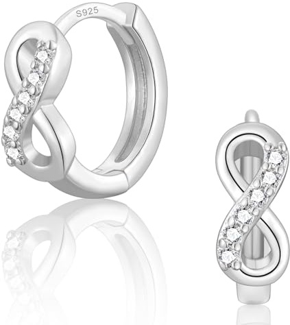 CERSLIMO Creolen Unendlichkeitszeichen 9mm Infinity Ohrringe Silber 925 AAA Zirkonia Unendlich Silberohrringe Schmuck Unendlichkeit Geschenke