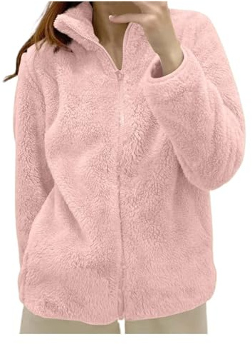 Fleece Winter Jackets for Women UK Warm Soft Fluffy Coats Causal Solid Color Long Sleeve Full Zip Jacket Elegant Callor Lapel Cardigans Ladies Teddy Fleece Outwear Gifts for Daily Holiday
