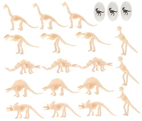 GARVALON 1 Set Realistische Dinosaurier Skelett Modelle Mit Dinosaurier Eiern Für Cupcake Toppers Und Kuchen Deko 18 Teile Dinosaurier Knochen + 9 Teile Dinosaurier Eier