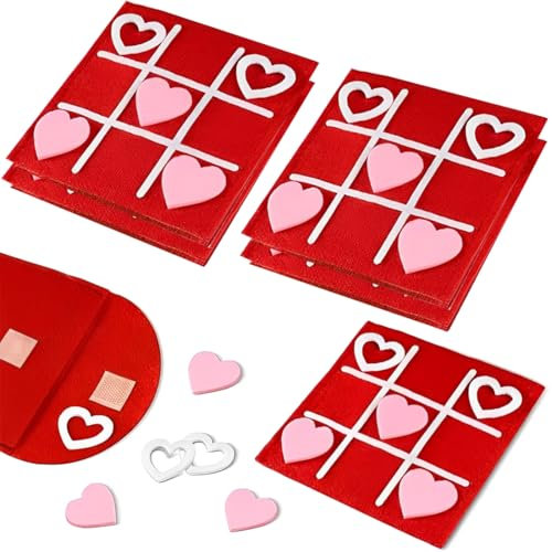 NOPKESV Bulk Pack von 5 Tic Tac Toe Spiel für Erwachsener Valentinstag Paar Spiel für Kinder Mini-Brettspiel Spielzeug Geburtstag Party Favors Karneval zum Valentinstag