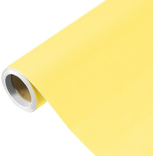 QUARKZMAN Papier Peint Jaune Citron de 300 x 40 cm Papier Peint Autocollant | Papier Contact Jaune Citron en Vinyle de Couleur Unie Auto-Adhésif pour la Décoration Murale