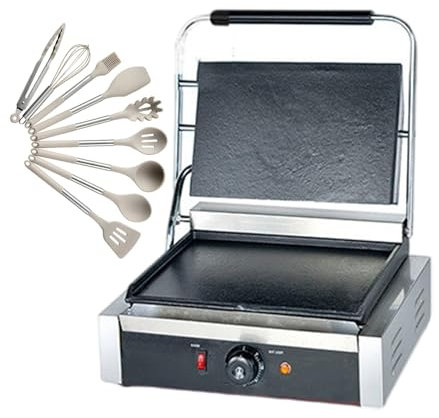 Sandwichera Eléctrica De Relleno Profundo, Tostadora De Sándwich Comercial Y Parrilla De Placa Con Juego De Utensilios De Cocina De 9 Piezas, Prensa De Sándwich De Acero Inoxidable,2200W