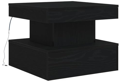 vidaXL Couchtisch mit LED-Leuchten Schwarz Eichen-Optik 50x50x40 cm