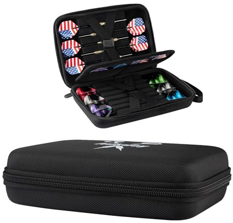 AONAYO Schwarz Darttasche, Dart Case, Dartpfeile Tasche, Tragbar Darts Case Für Aufbewahrung Von Dartpfeilen Und Weiterem Dart-Zubehör, Platz Für 6 Darts Und Flügel