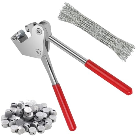 Kit de Pinces à Plomber, 165mm Set de Pinces à Plombs, Pinces à Joints en Acier avec Poignée en Plastique, avec 80 Plombs (10mm), 80 Fils de Plomb (170mm)