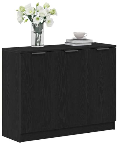 vidaXL Moderno Buffet Sideboard in Rovere Nero Struttura Solida Soluzione di Stoccaggio Elegante per Sala da Pranzo & Soggiorno Mobili Versatili per Interni con 3 Porte a Cerniera Contemporaneo Multi
