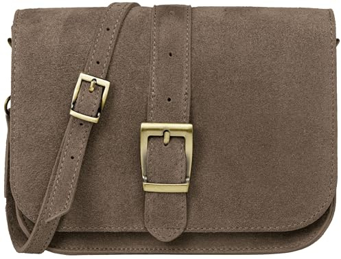 Caspar Vintage Leder Umhängetasche Trachtentasche Mittelgroße Dirndl Damen Handtasche aus Veloursleder - PREMIUM LINE - Modell No.824 - Made in Italy
